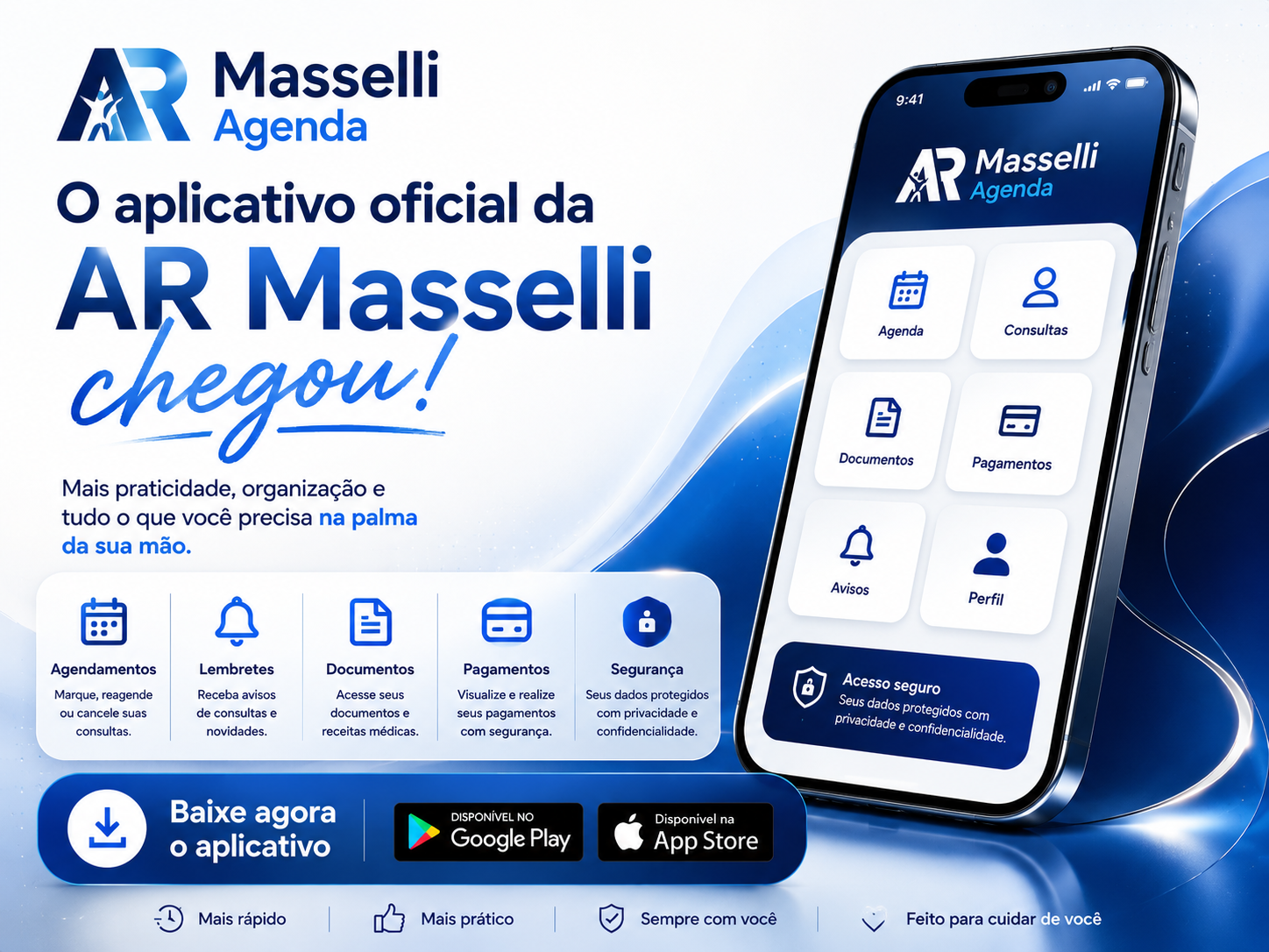 Conheça e instale o aplicativo AR Masselli Agenda.