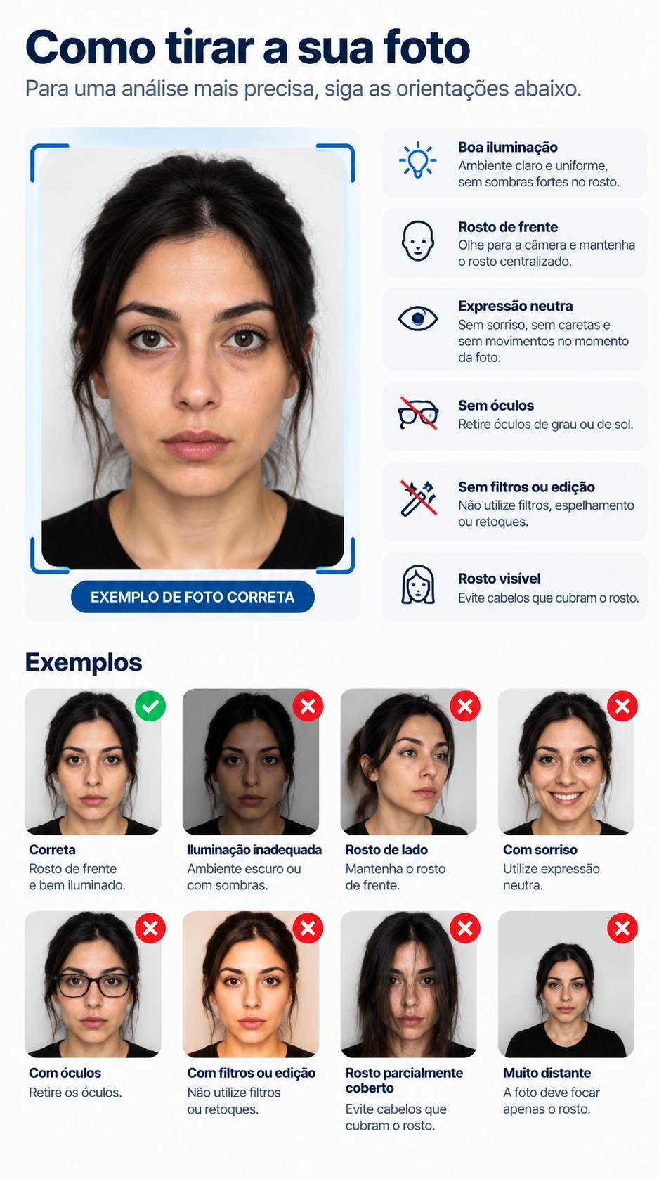 Como tirar a foto corretamente para leitura facial